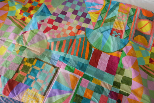 Colorful Abstract Geometric Cotton Lawn Fabric – 1.5 yd