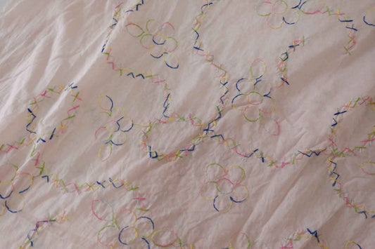 Rainbow Stitch Embroidered Cotton Fabric – 1.6 yd