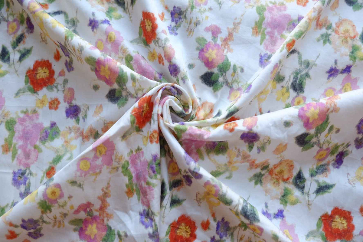 Watercolor Wildflower Cotton Sateen with Slight Stretch – 2.73 yd