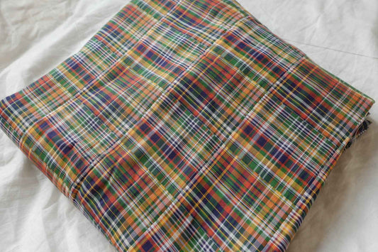 Colorful Plaid Double Gauze Cotton Fabric, Soft Yarn-Dyed , 3.28 Yards