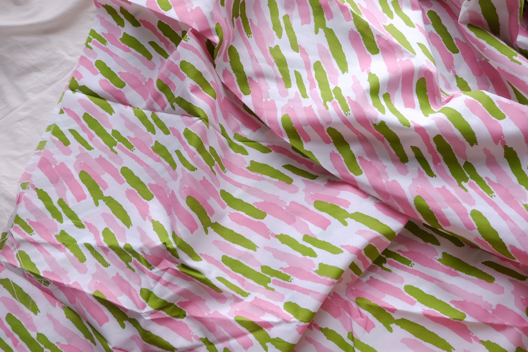 Pink & Olive Brushstroke Cotton Poplin – 3.3 yd