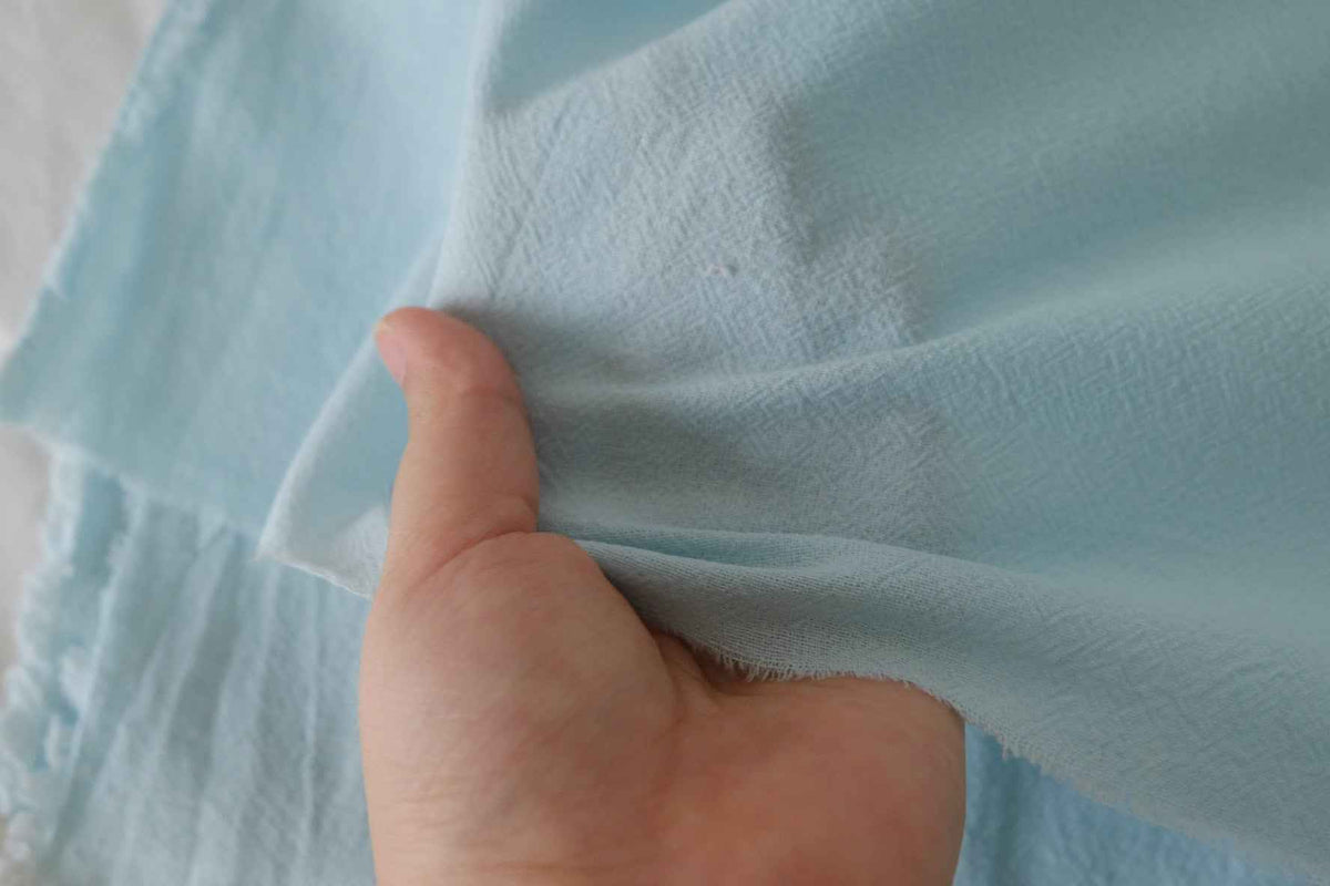 Soft Blue Washed Textured Cotton — 3.28 yd