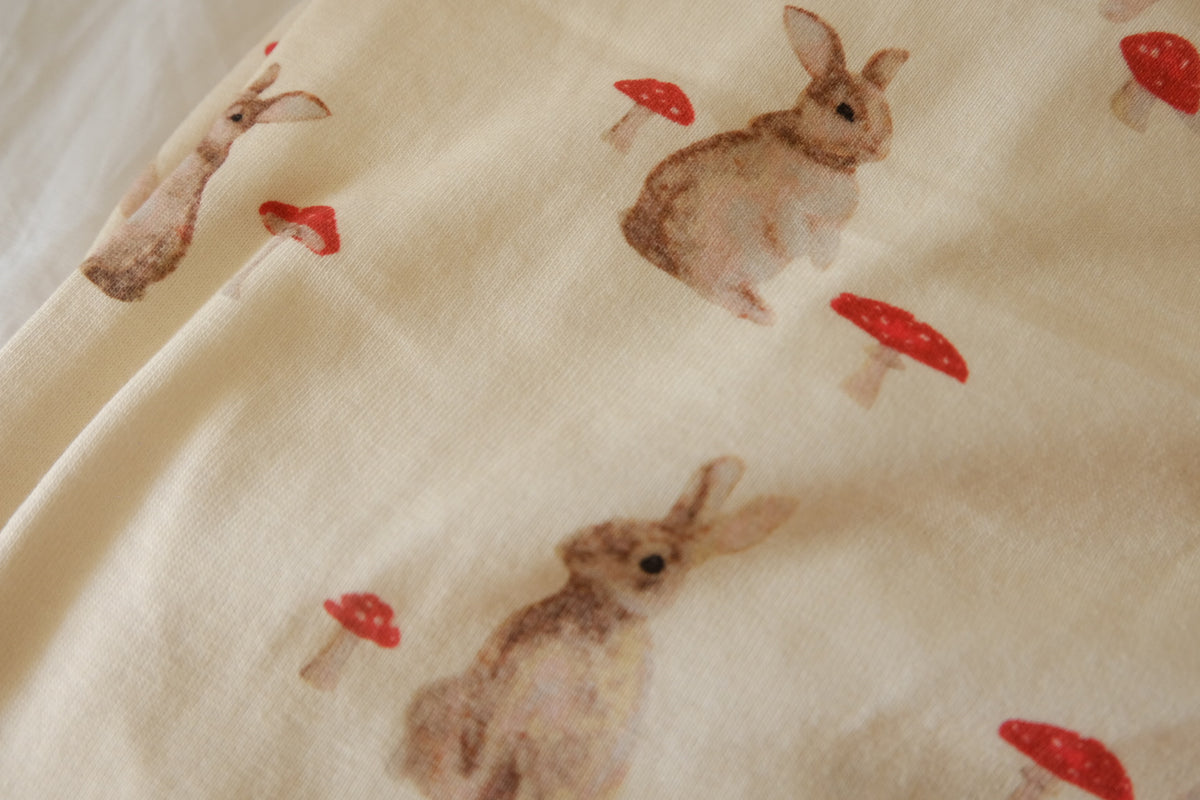 Woodland Bunny & Toadstool Cotton Jersey Knit – 2.51 yd