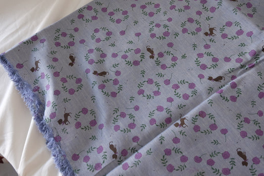 Lilac Floral & Cat Yarn-Dyed Woven – 2.2 yd