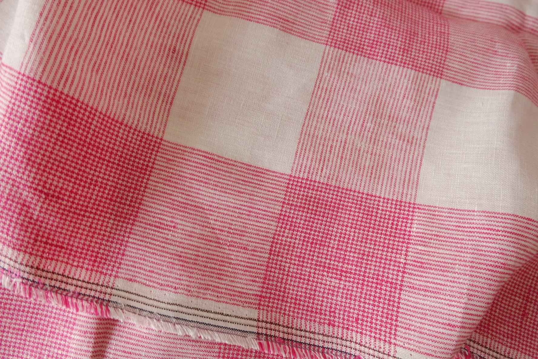 Pink Windowpane Yarn-Dyed Linen Fabric – 2.2 yd