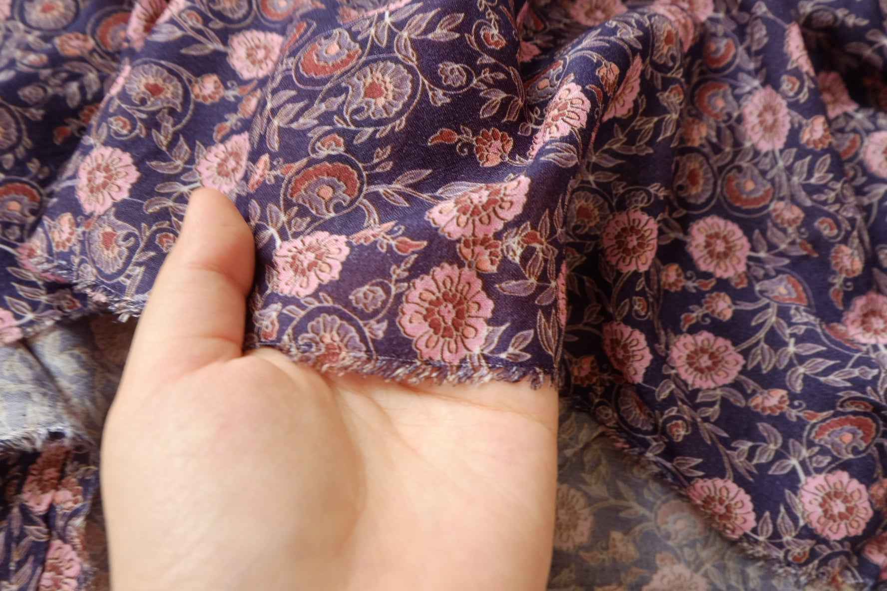 Vintage Floral Cotton Voile Fabric, Soft Airy Dress Weight, 3 Yards