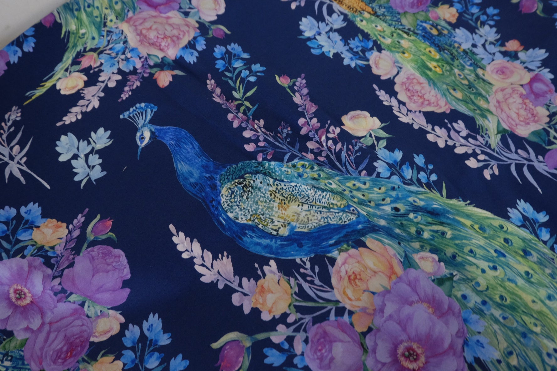 Australian Designer Deadstock Peacock Cotton Sateen Fabric – Sold by the Meter