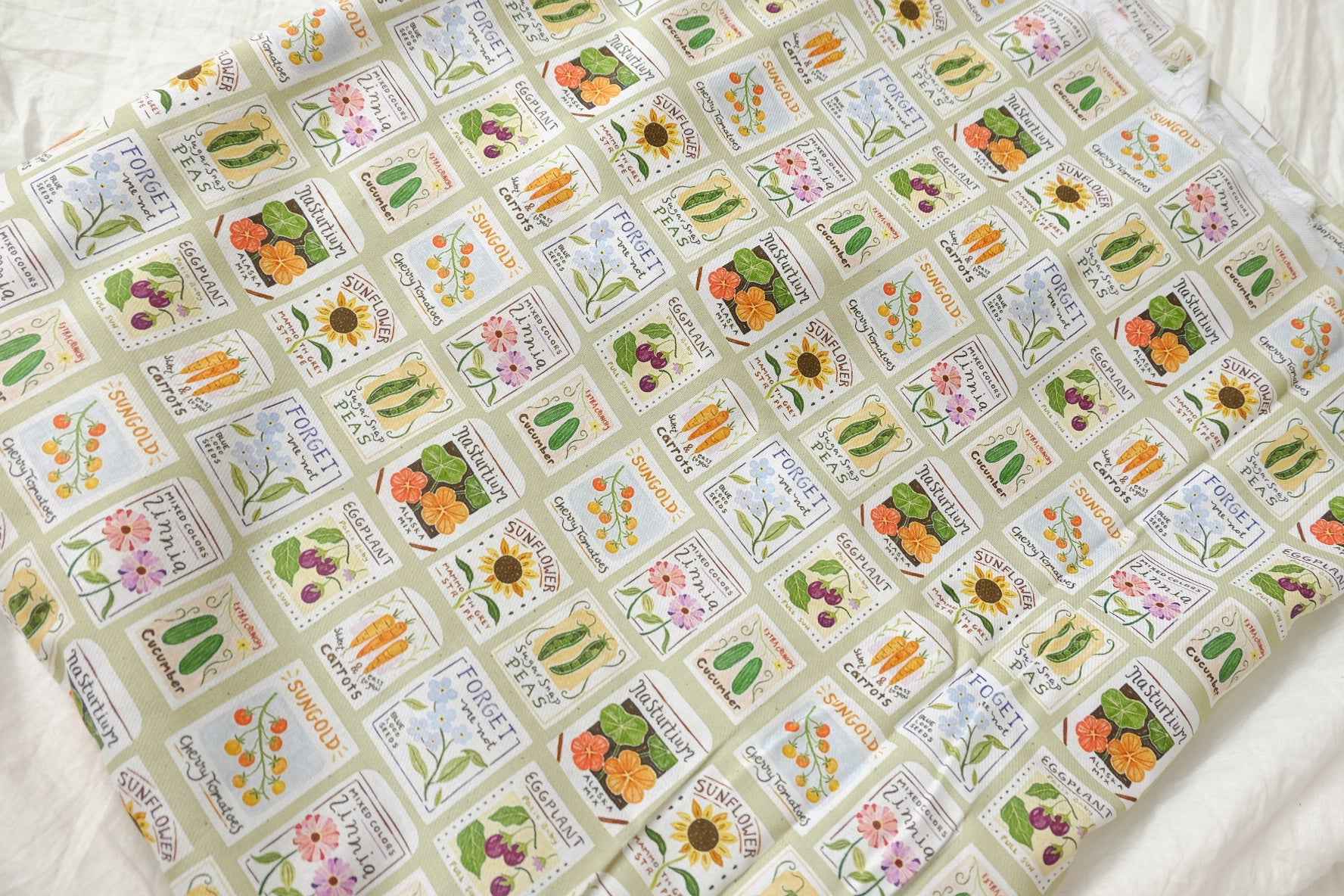 Garden Seed Packet Print Soft Cotton Twill — 2.19 yd Piece
