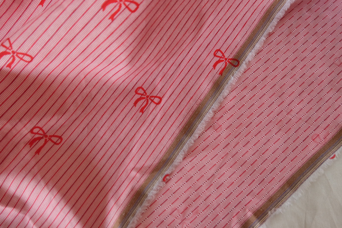 Sweet Little Bows – Pink Striped Cotton Fabric | 1.6 Yards