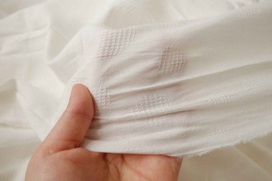 White Textured Jacquard Cotton Fabric — 1.64 yd Piece