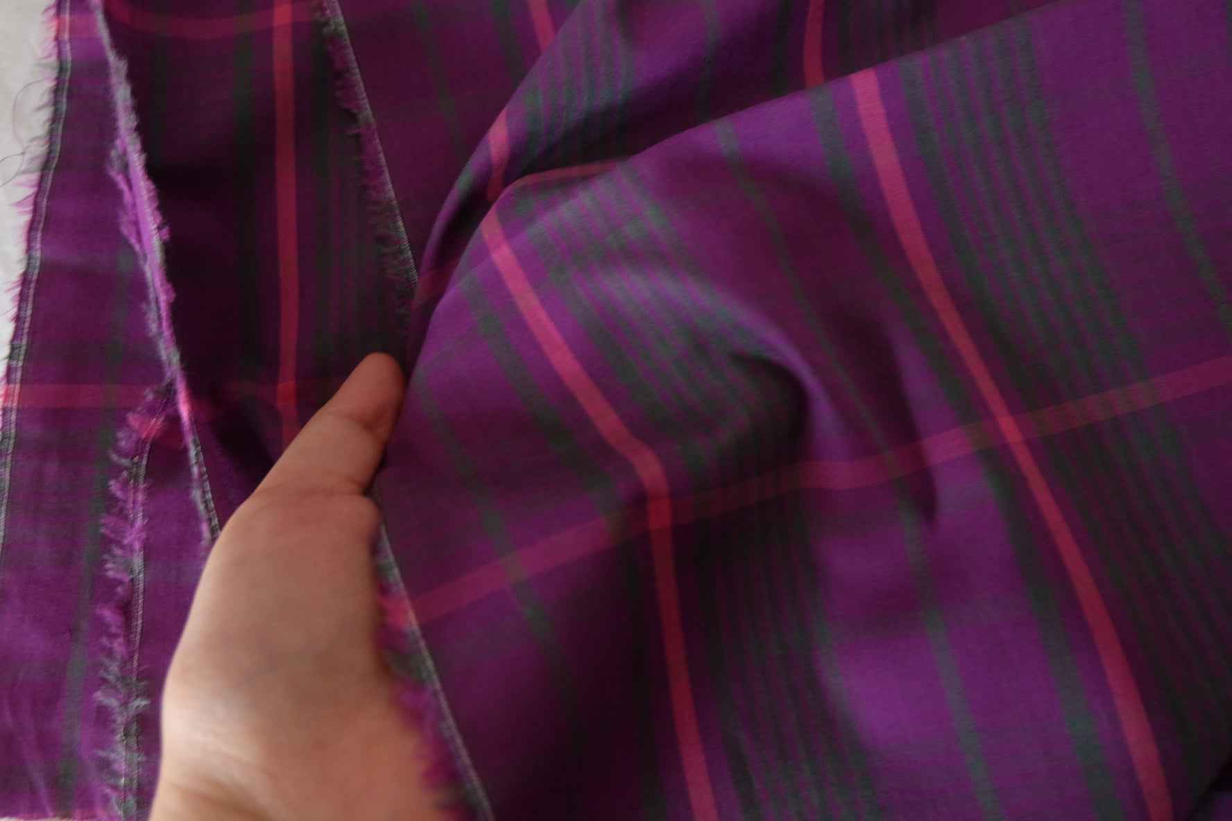 Purple Plaid Cotton Lawn Fabric – 2.2 yd