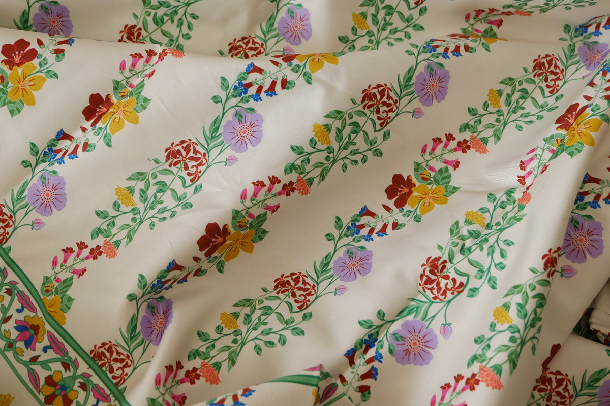 Botanical Border Stretch Cotton Sateen – 2.2 yd