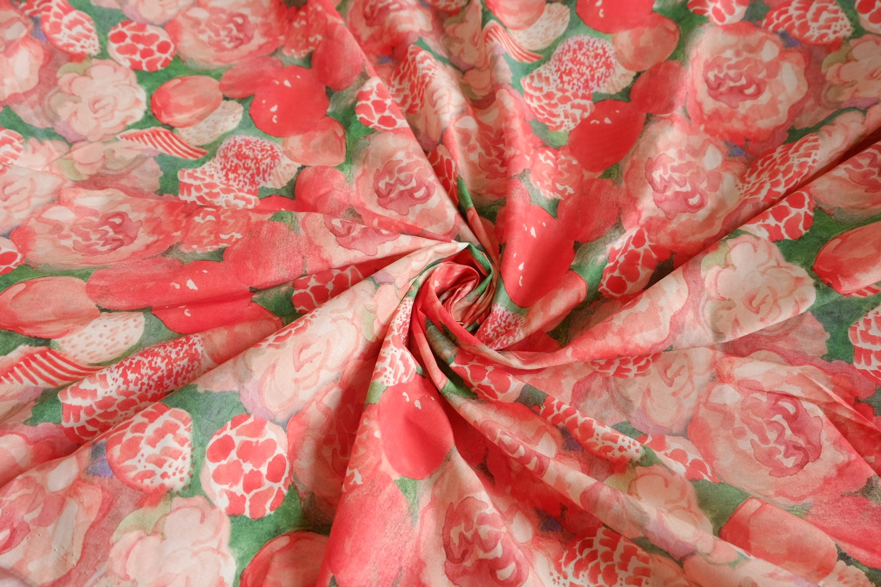Watercolor Berry Garden Silky Cotton Fabric - 3.28 yd