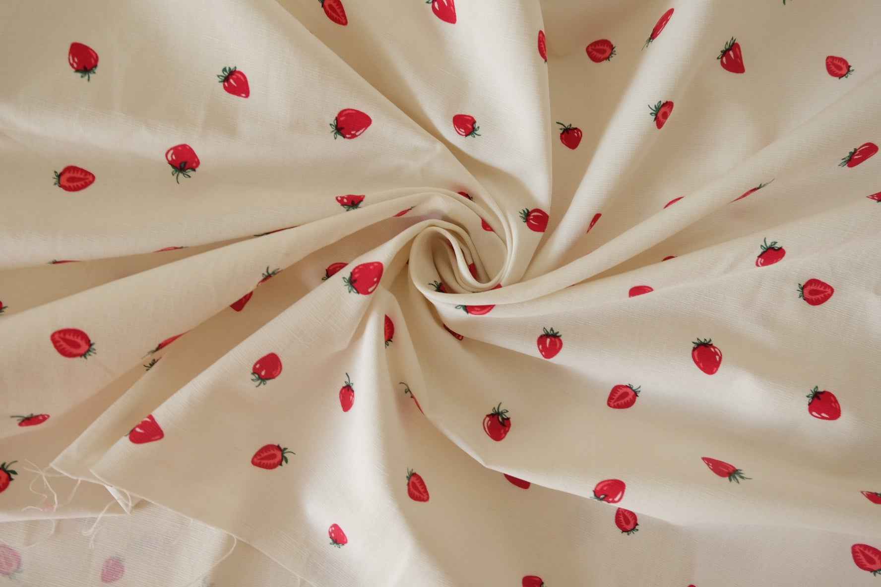 Strawberry Print Tencel Cotton Fabric-1.6 yd Cut