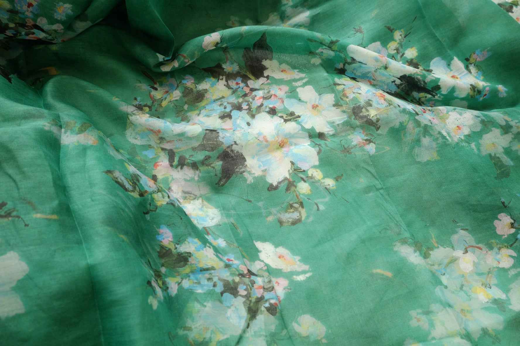 Designer Hand-Painted 80s Linen Dress Fabric - 3.28 yd