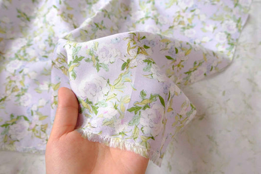 Lavender Floral Twill Tencel Fabric - 3.28 yd