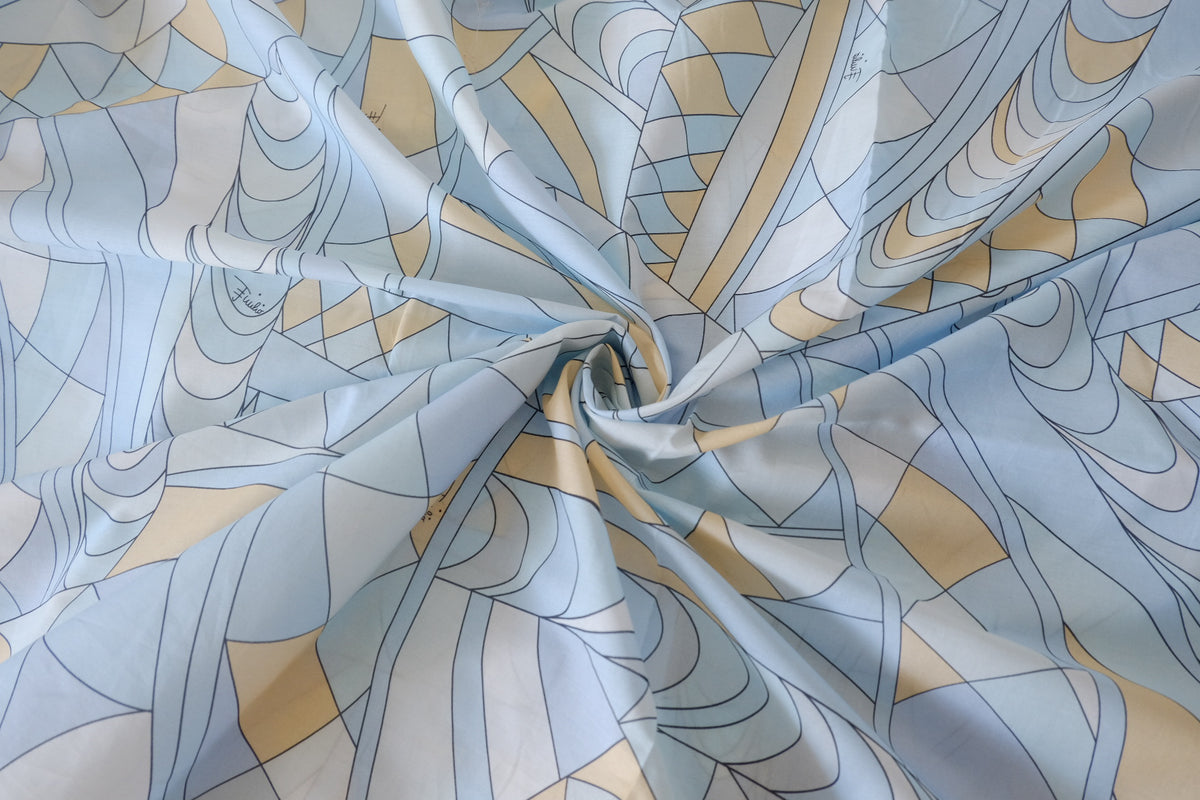 Powder Blue Abstract Silk-Scarf Print Cotton Lawn – 2.19 yd