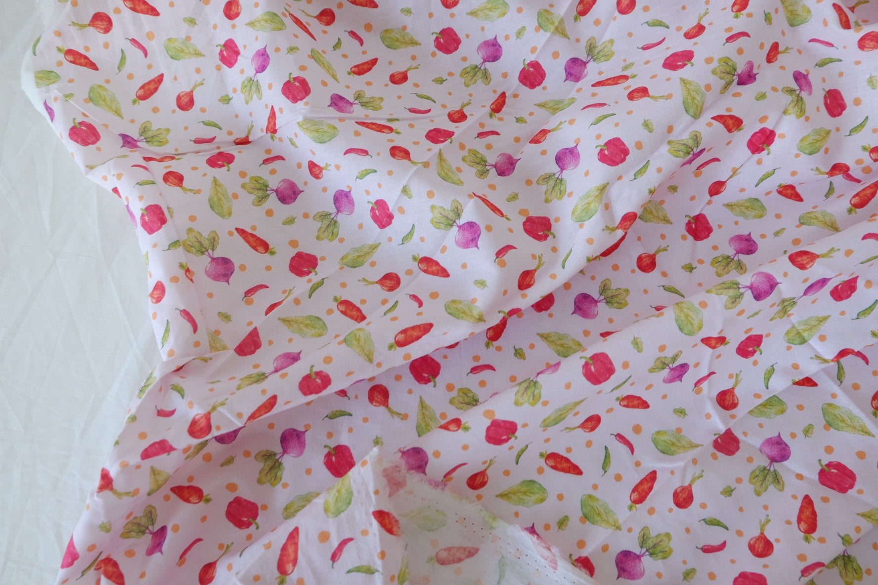 Pink Vegetable Print Cotton Fabric – 3.6 yd