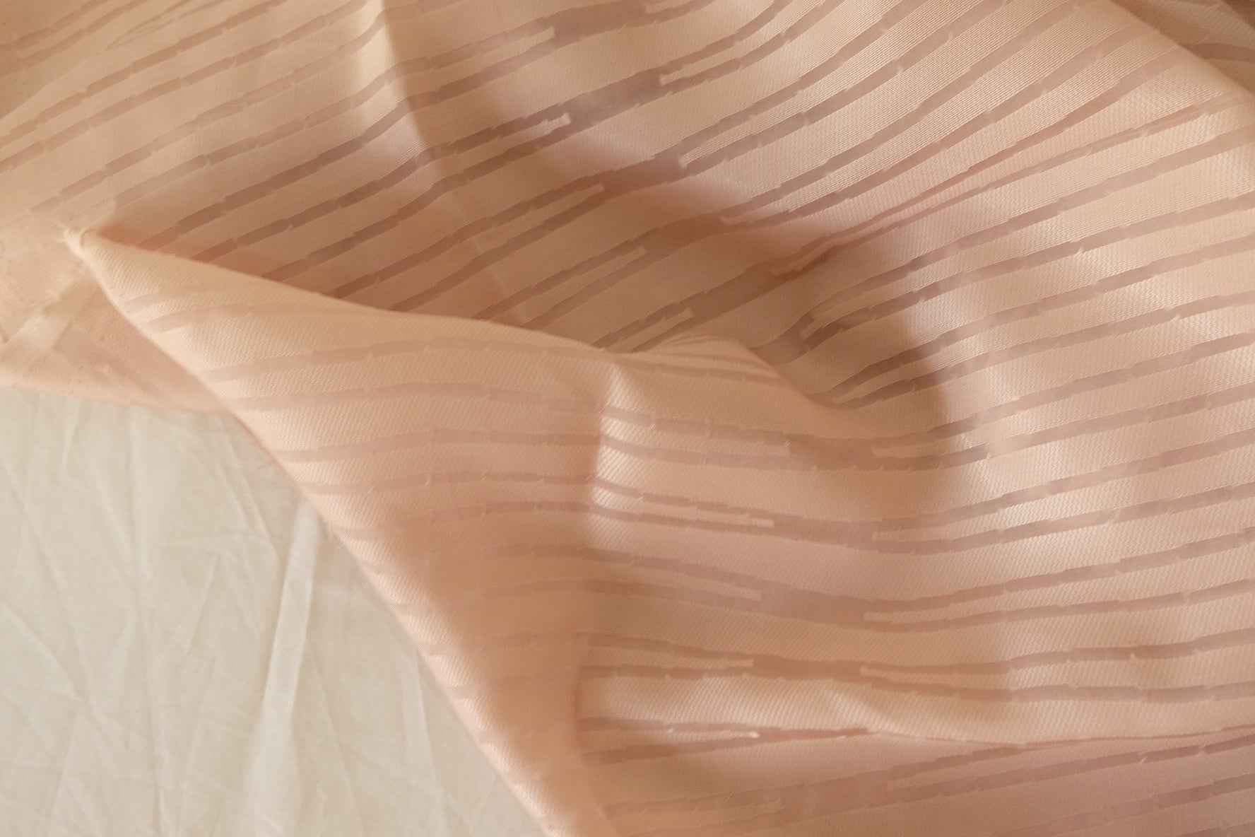Sheer Silk Cotton Blend Jacquard Stripe Fabric – Soft Structured Drape 3.3 yds