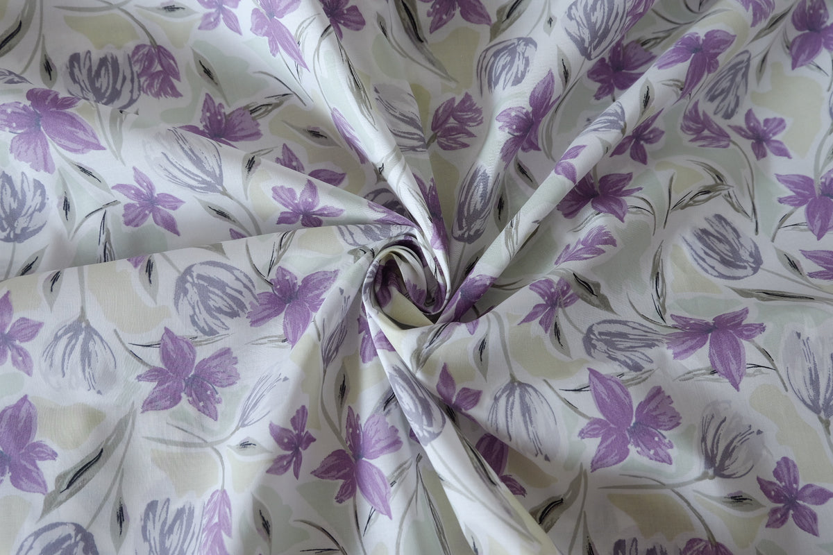 Lavender Tulip Garden Silky Cotton Poplin – 3.28 yd