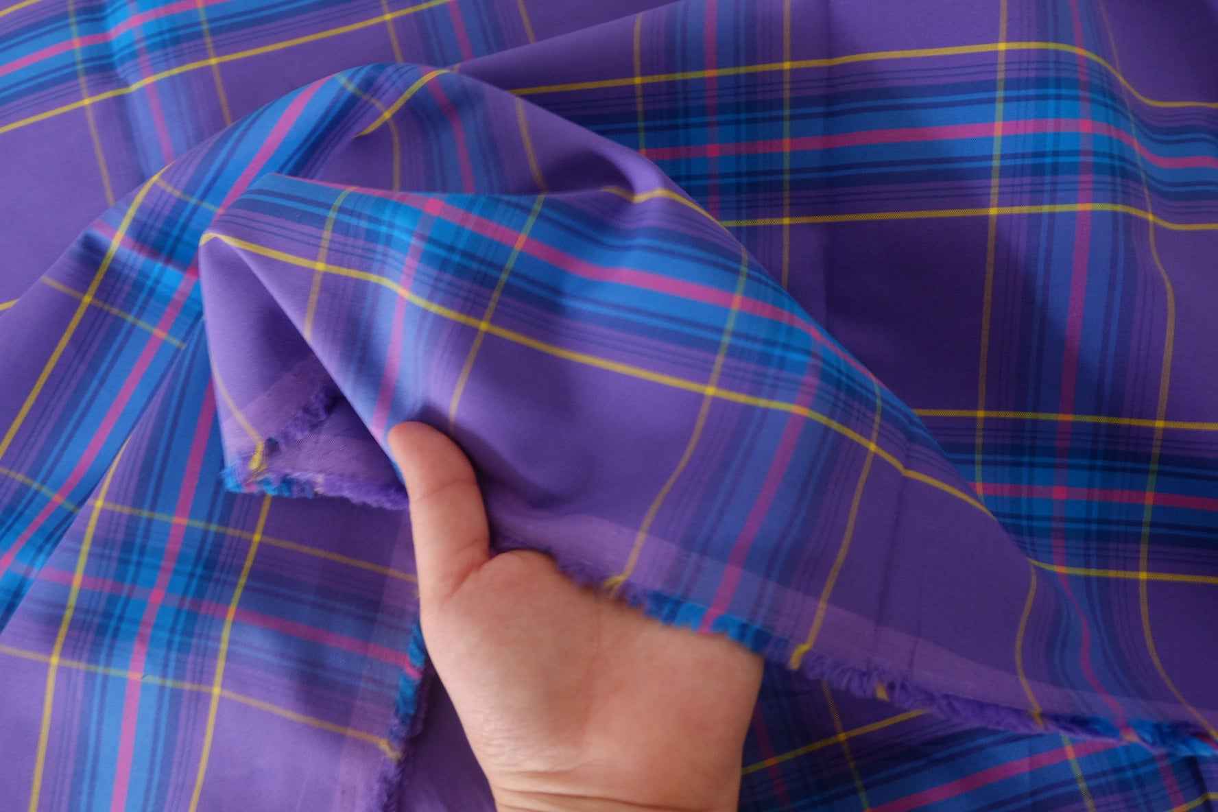 Vivid Purple Yarn-Dyed Plaid Cotton Poplin – 2.2 yd