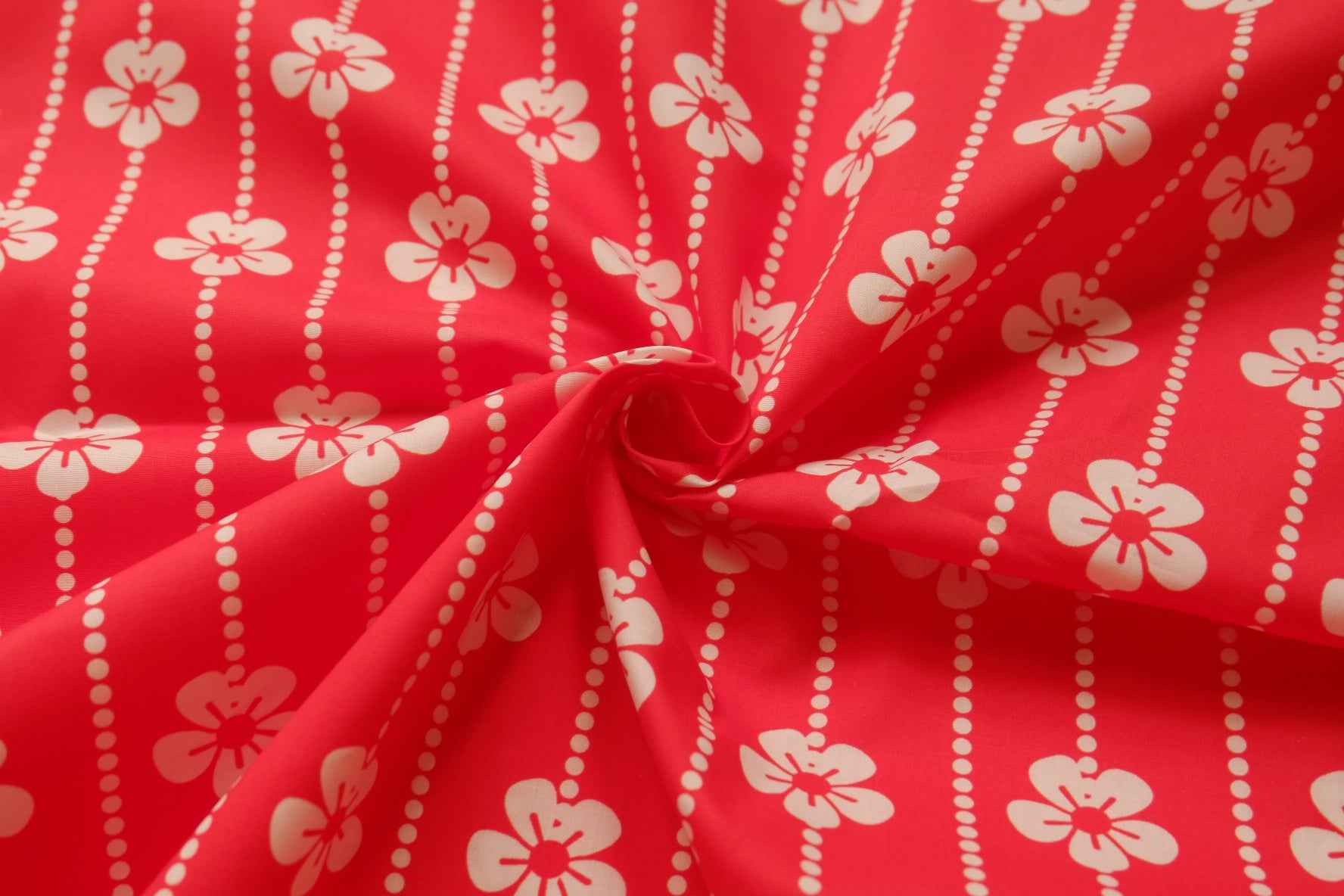 Hot Pink Floral Cotton Poplin, Smooth Papery Finish, 3.28 Yards