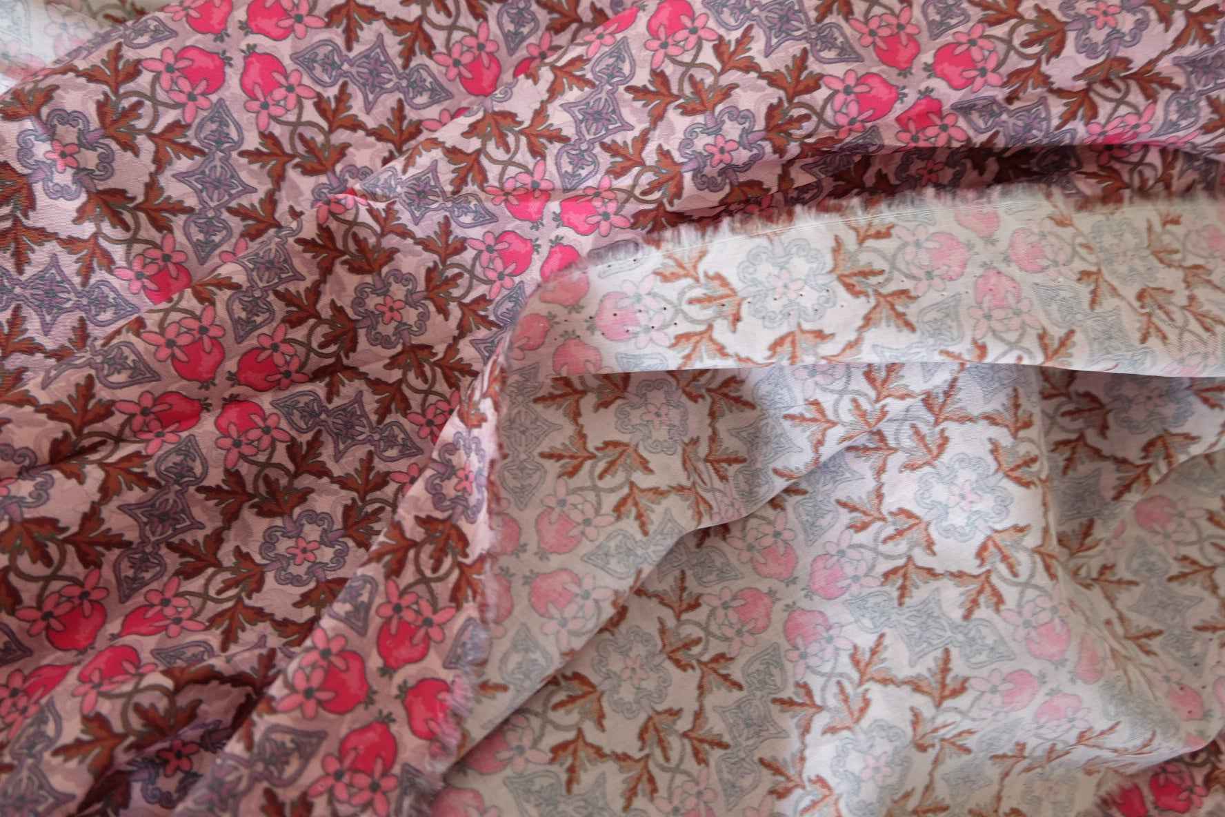 Vintage Pink Floral Cotton Lawn Fabric – 3.8 yd
