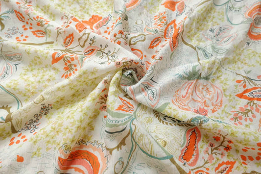 Textured Tencel Cotton Linen Floral Fabric, Airy Summer Dress Weight, 2.19 Yards