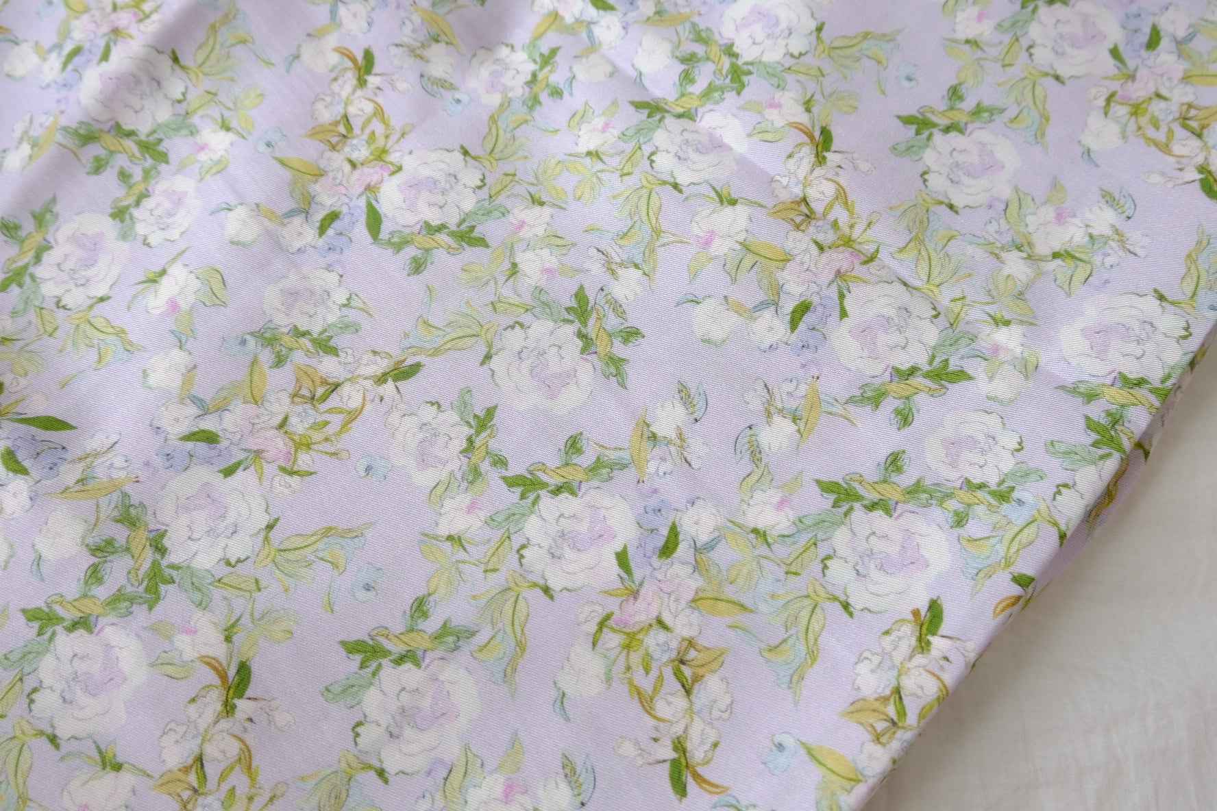 Lavender Floral Twill Tencel Fabric - 3.28 yd