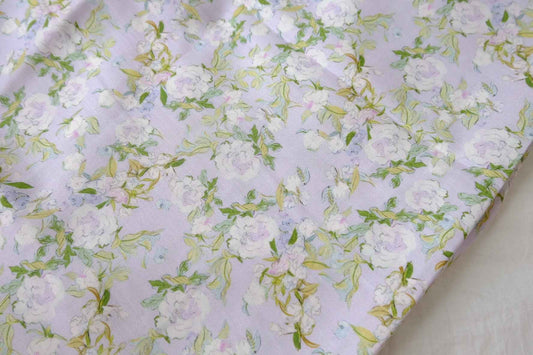 Lavender Floral Twill Tencel Fabric - 3.28 yd