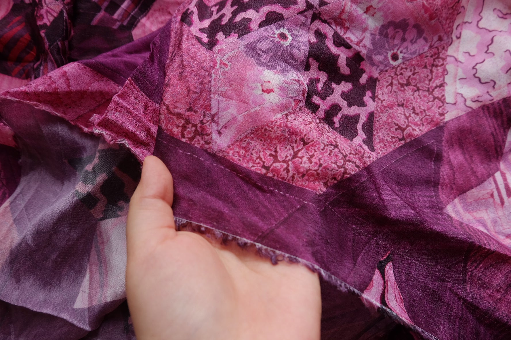 Berry Patchwork Viscose Fabric – 3.3 yd