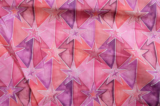 Pink Star Cotton Poplin — 1.0 yd