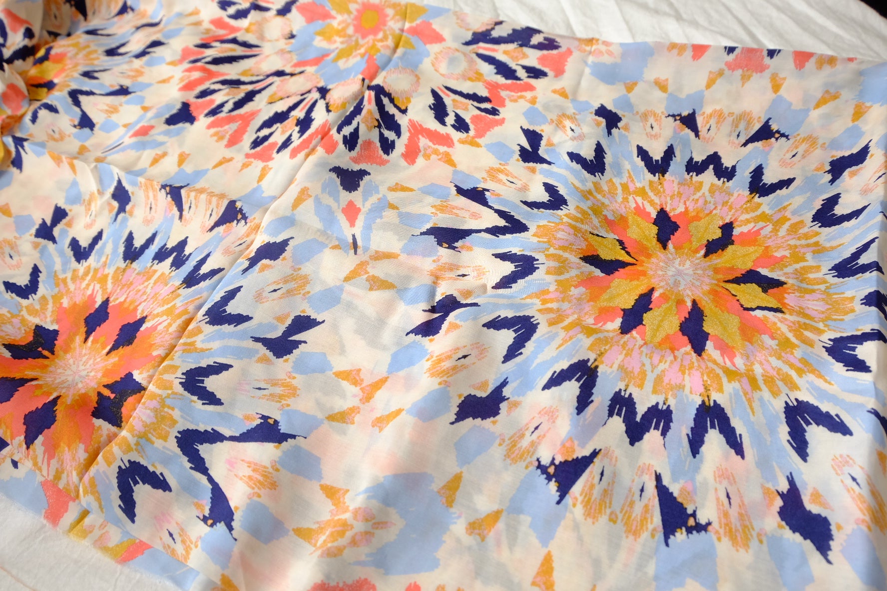 Kaleidoscope Floral Silky Rayon Fabric - 3.28 yd