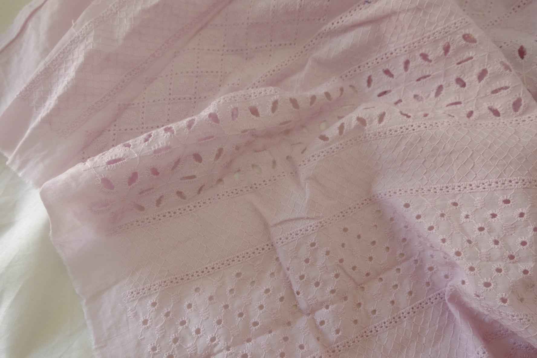 Soft Pink Cotton Eyelet Embroidery Fabric – 2.2 yd
