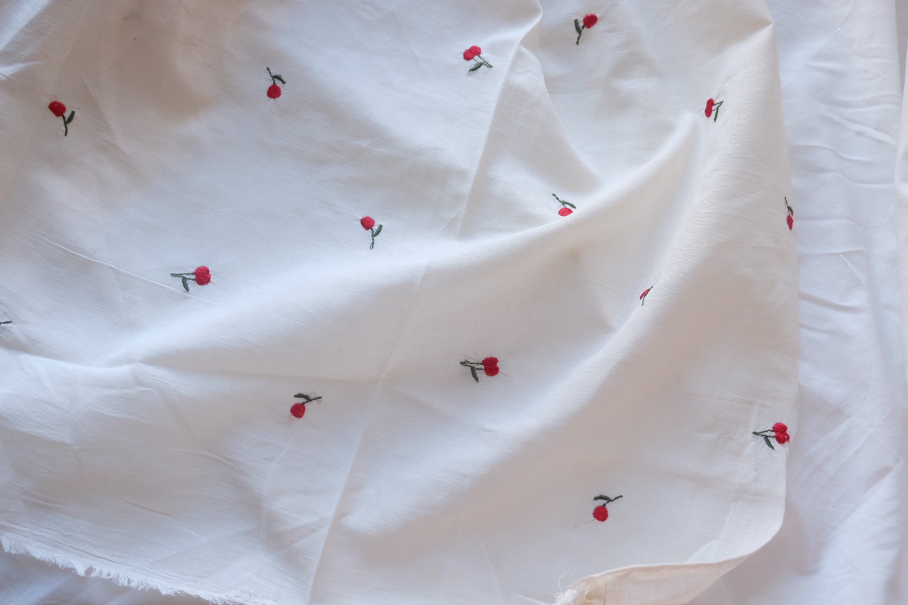 Tiny Cherry Embroidered Cotton – 2.2 yd