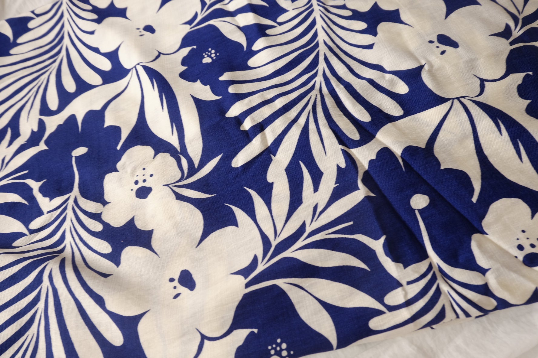 Blue Tropical Lyocell Linen Blend Fabric, Soft & Drapey, 1.6 Yards