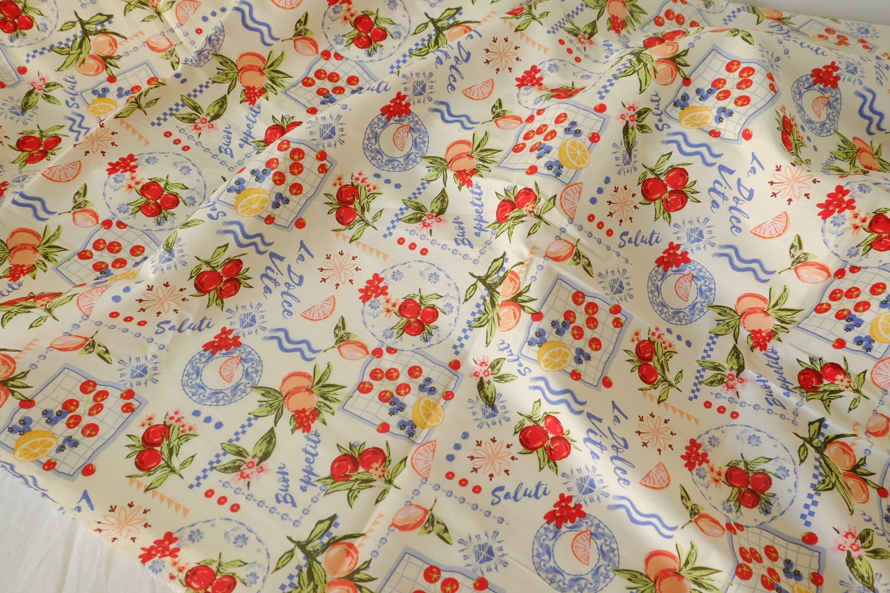 Italian Kitchen Stretch Cotton Poplin Fabric – 3.3 yd
