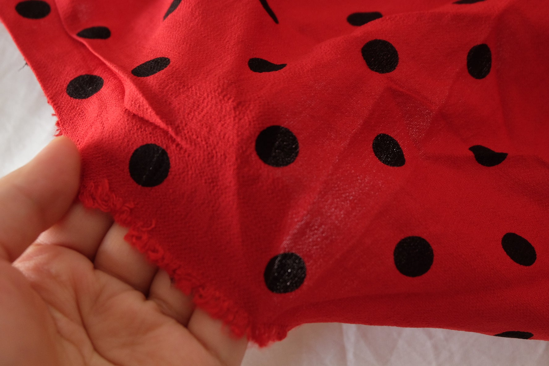 Red & Black Polka Dot Tencel Ramie Blend Fabric – 2.8 yd