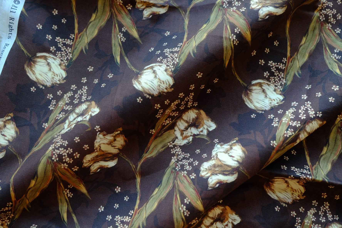 Midnight Botanical Floral Double-Layer Cotton Poplin – 2.19 yd