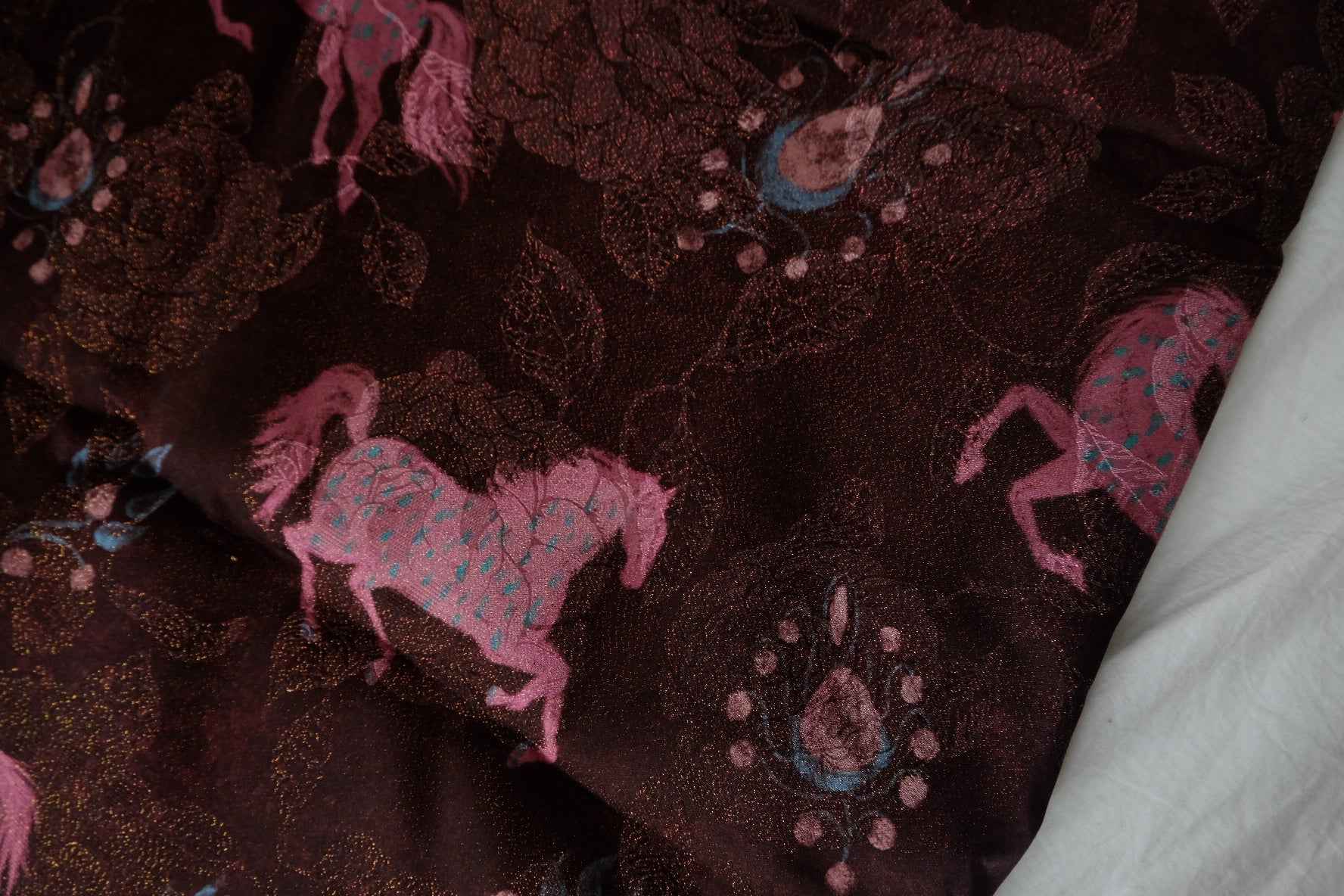 Dark Horse Jacquard Rayon Brocade Fabric - Per Meter