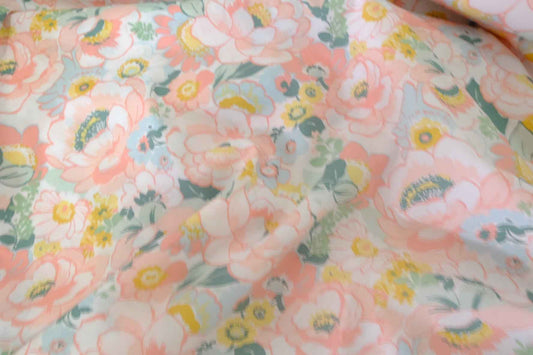 Soft Pastel Garden Floral Cotton Lawn Fabric – 2.2 yd