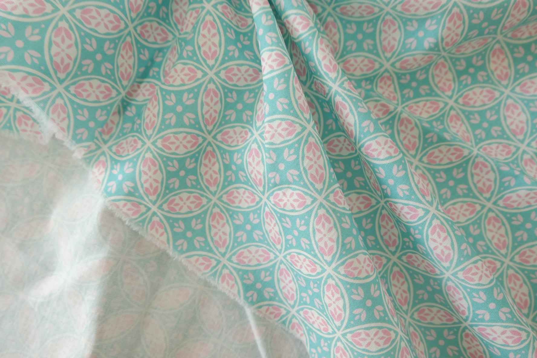 Mint Geometric Cotton Cloth — 2.51 yd