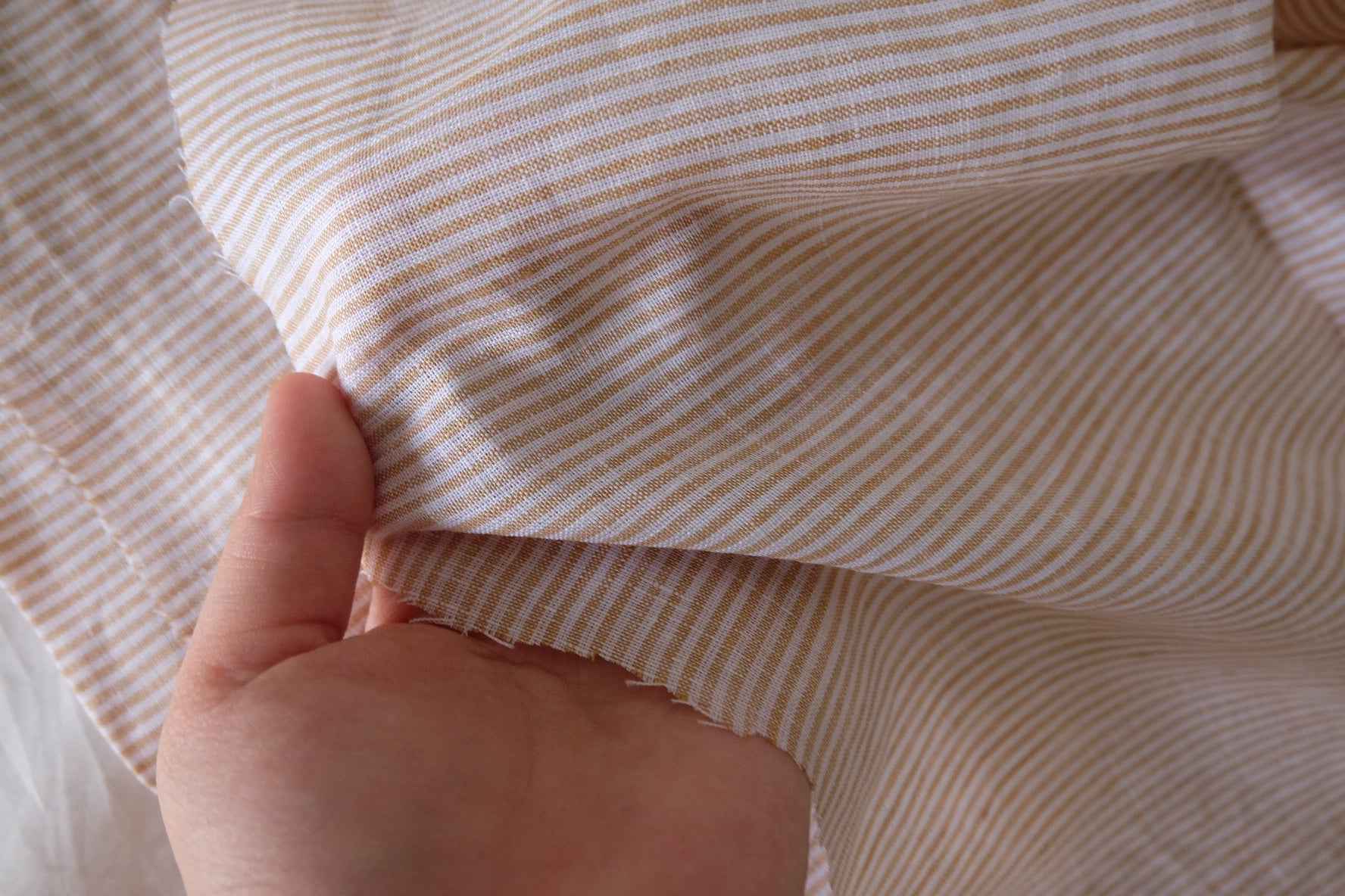 Mustard Stripe Yarn-Dyed Pure Linen Fabric – 2.2 yd