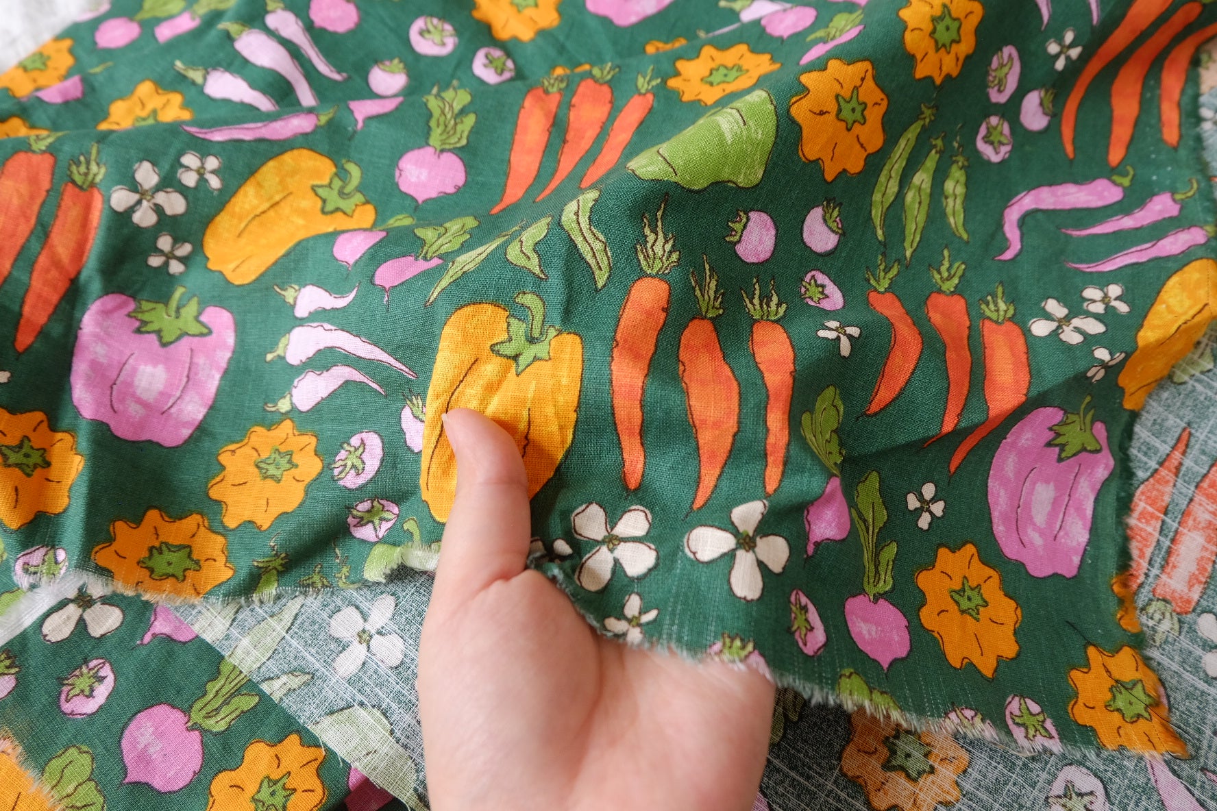 Vegetable Garden Cotton Linen Fabric — 1.64 yd