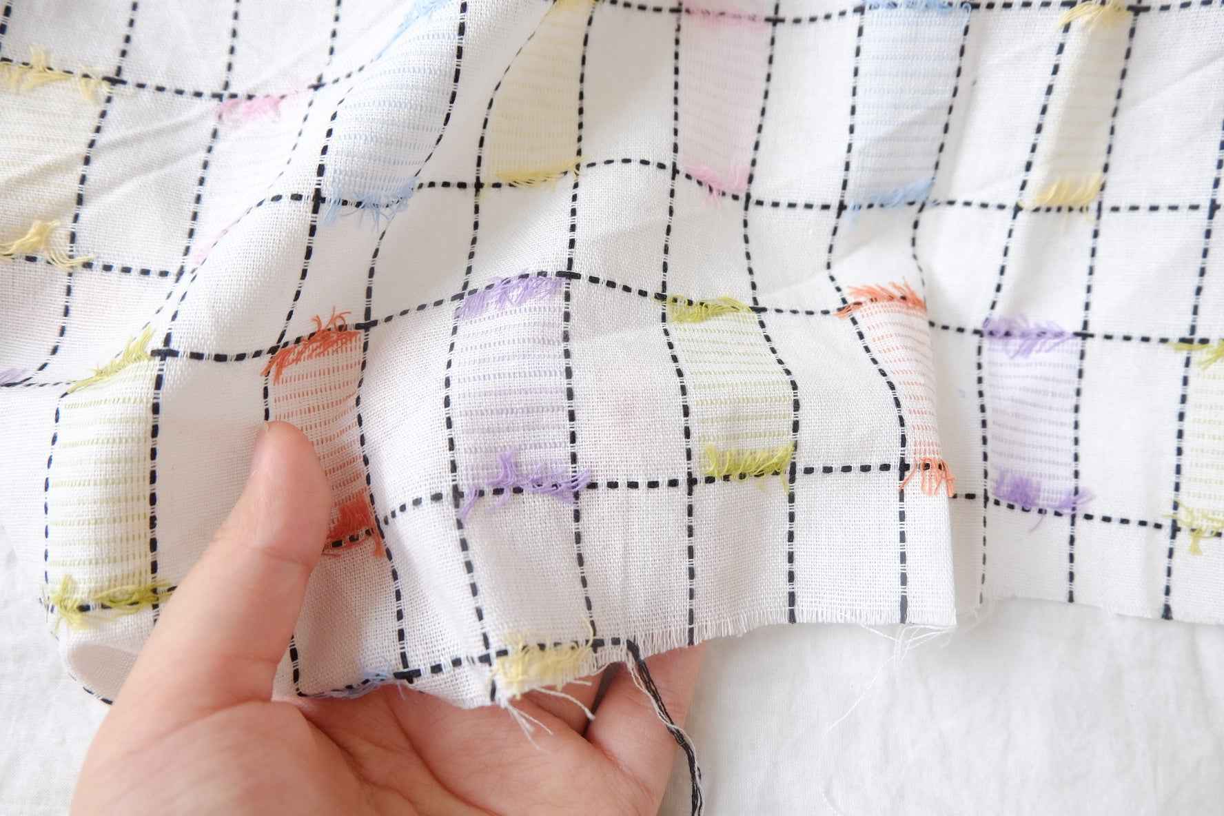 Color Patch Yarn-Dyed Jacquard Check Fabric - 1.64 yd