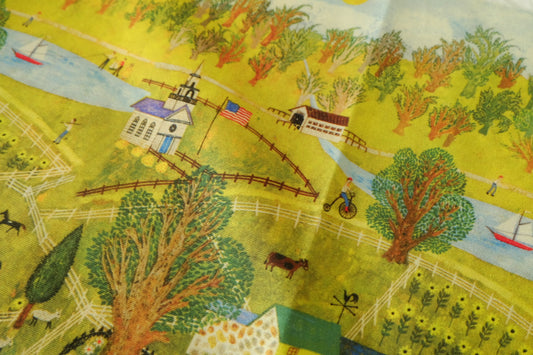 Storybook Country Farm Cotton Canvas Fabric - 1.1 yd