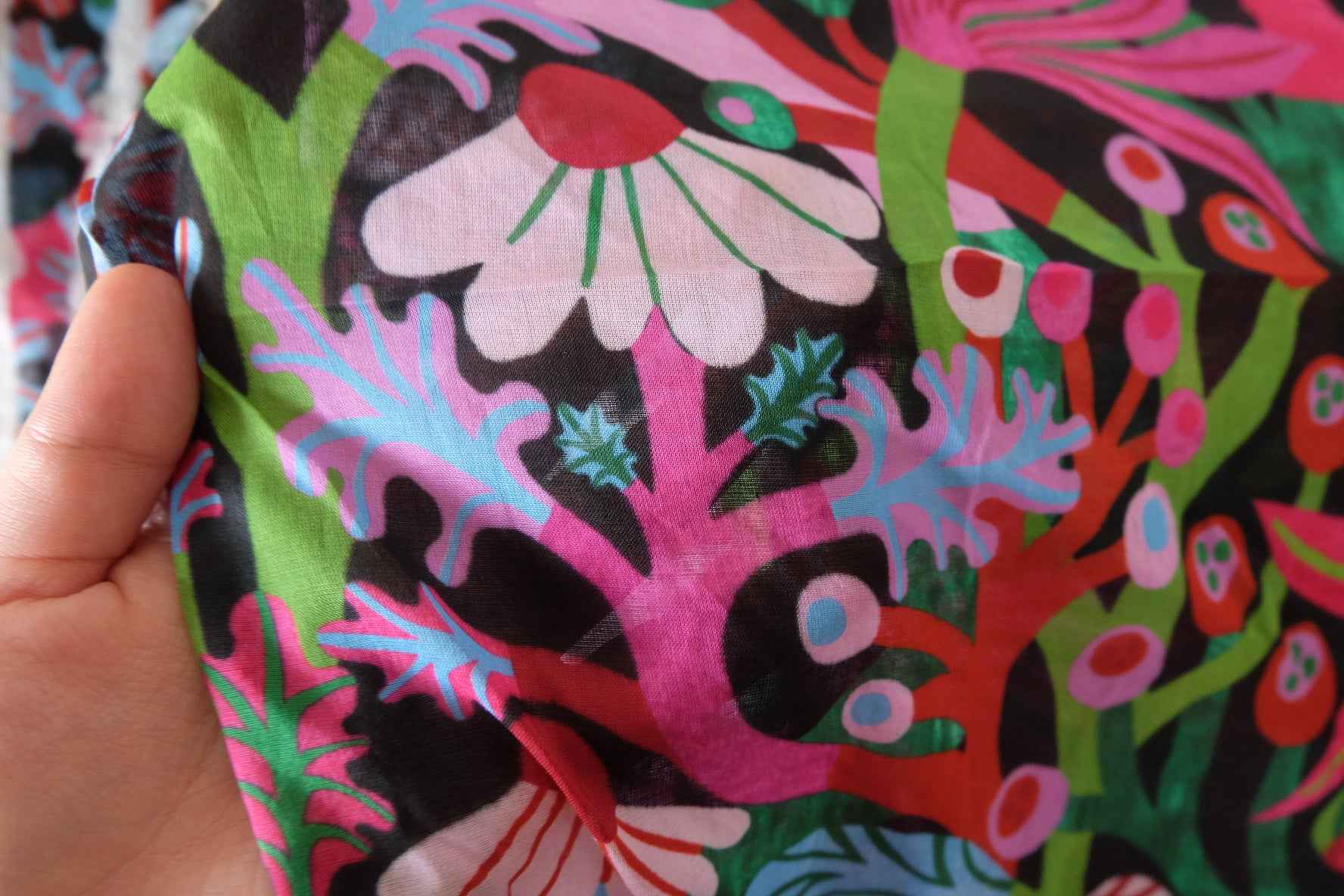 Tropical Botanical Cotton Voile Fabric – 2.2 Yards