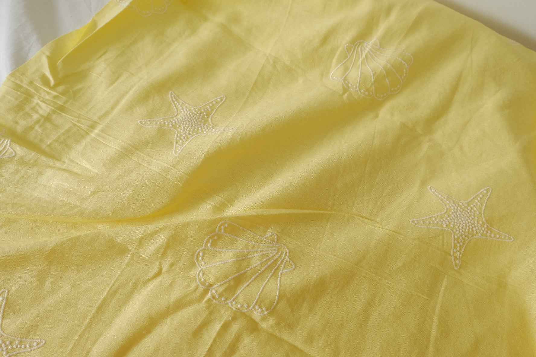 Yellow Ocean Embroidered Tencel Linen Fabric – 2.2 yd