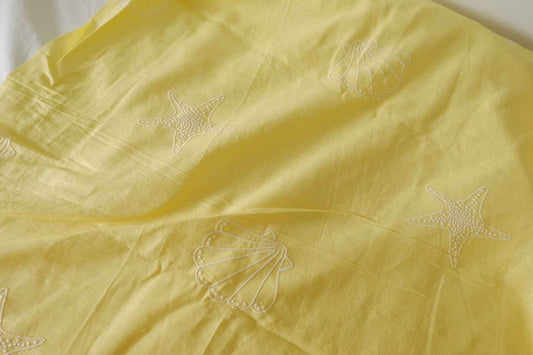 Yellow Ocean Embroidered Tencel Linen Fabric – 2.2 yd
