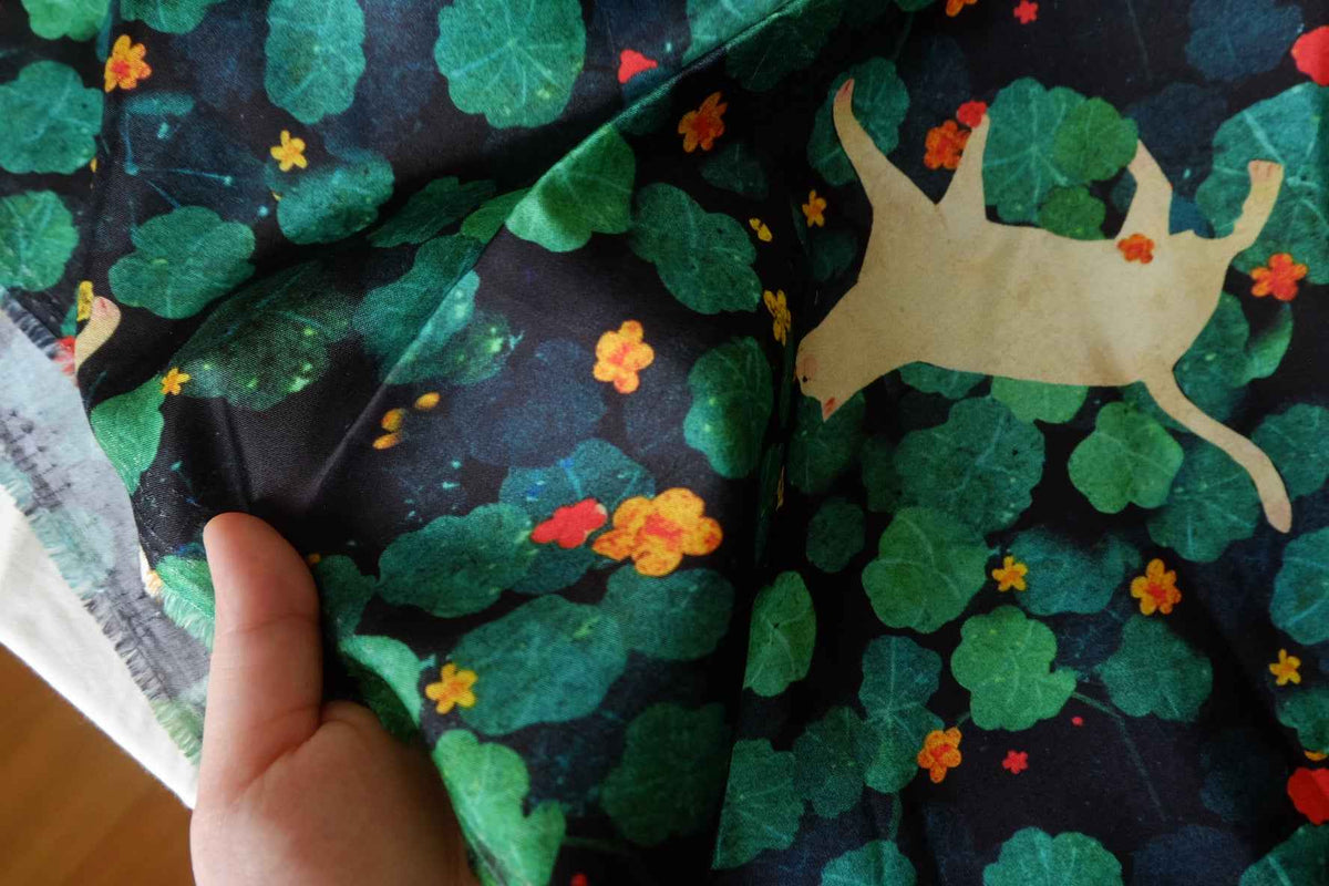Cats in the Garden Viscose — 1.6 yd